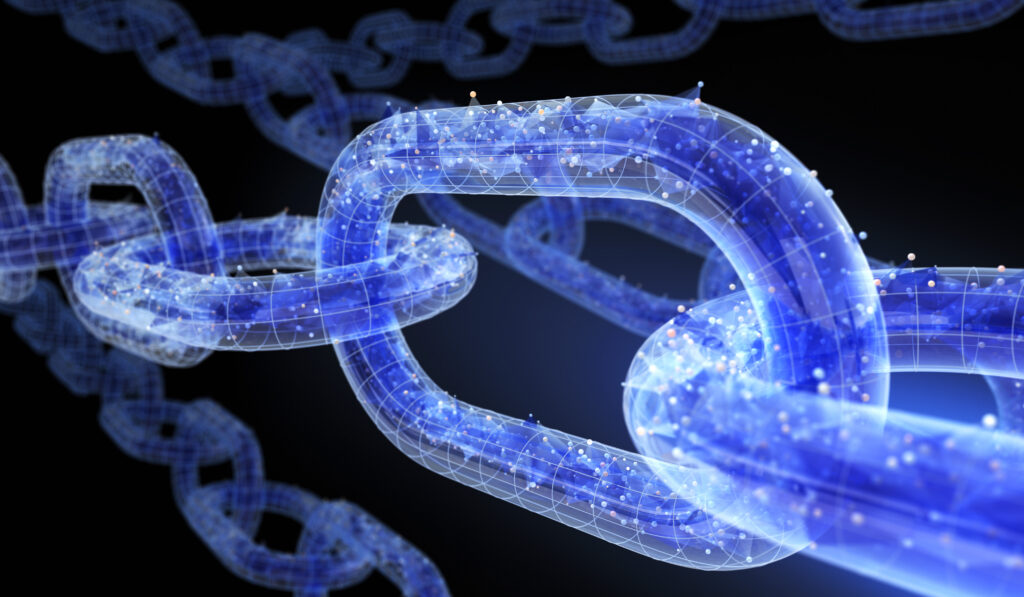 A blue digitised chain.