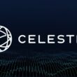 The Celestia logo in front of a dark blue background